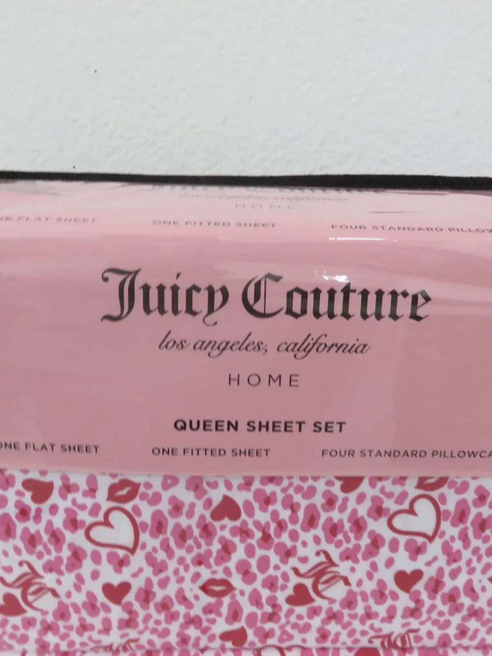 Juicy Couture 6 Pcs Heart & Logo Print Queen Sheet set